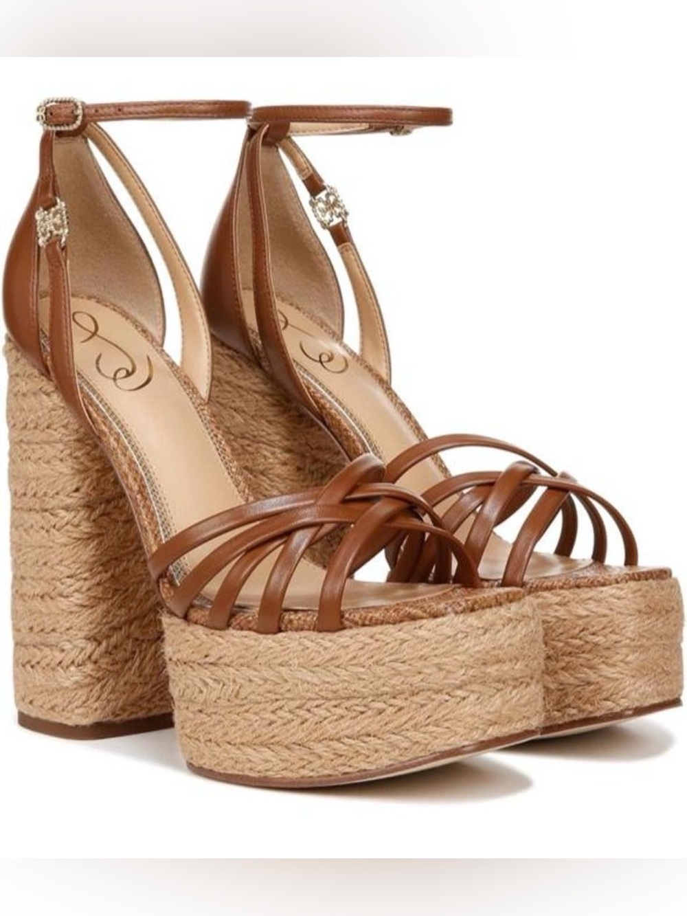 Sam Edelman Kade Square Toe Crossover Strap  High Heel Platform Sandals Size 10